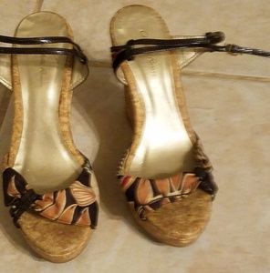 Charlotte Russe cork wedge brown floral sandles